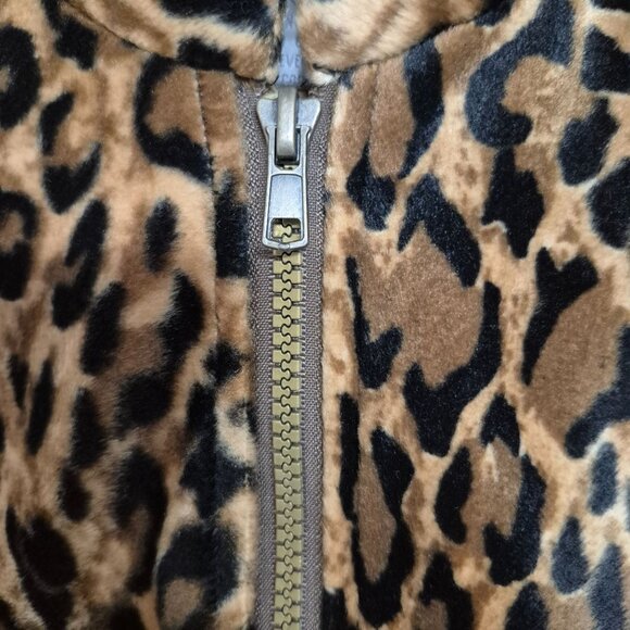Leopard Print Faux Fur Zip-Up Vest Sleeveless S By Jordan Polyester Womens - Picture 2 of 6